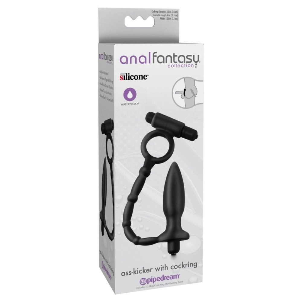 Анальная пробка с эрекционным кольцом Pipedream Anal Fantasy Collection с вибрацией, черный Sex Aura Киев - изображение 3