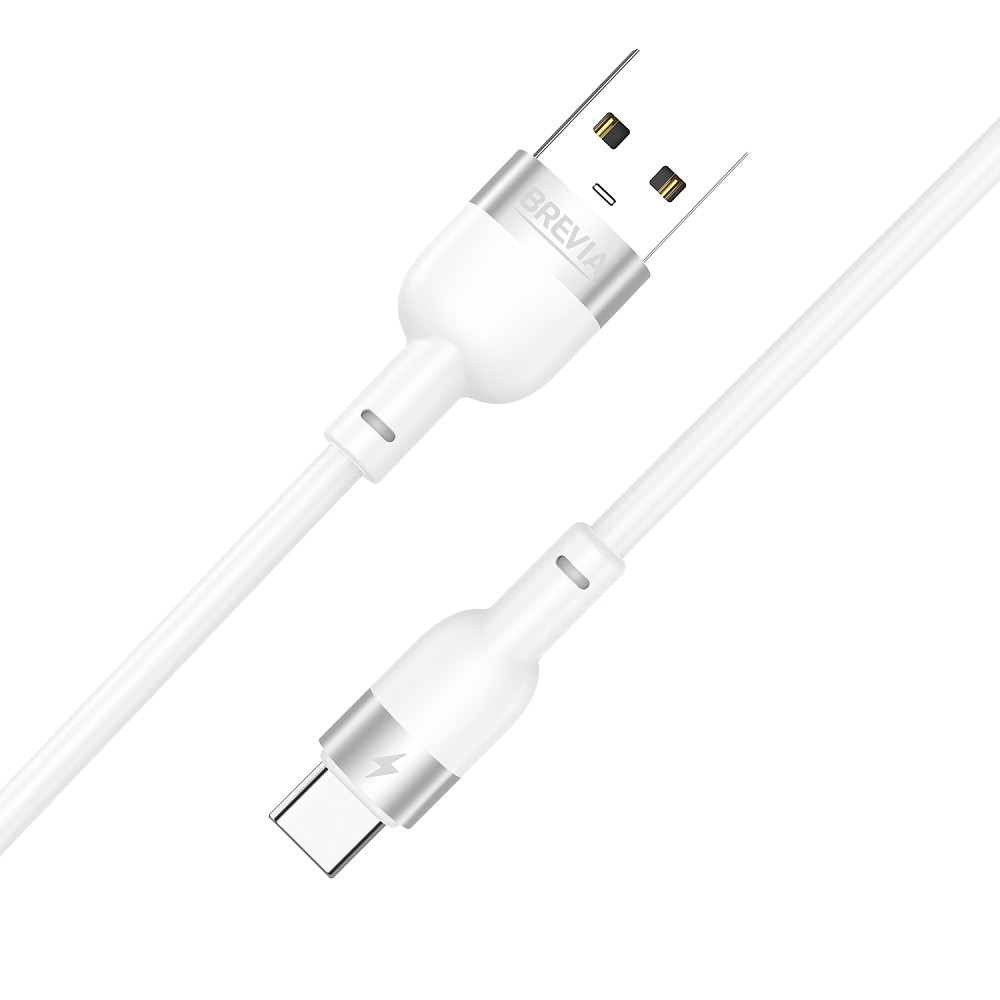 Кабель Brevia USB to Type-C 2,4A 1,2м, білий ZIP (52120WUCZ1) Львів - фото 2