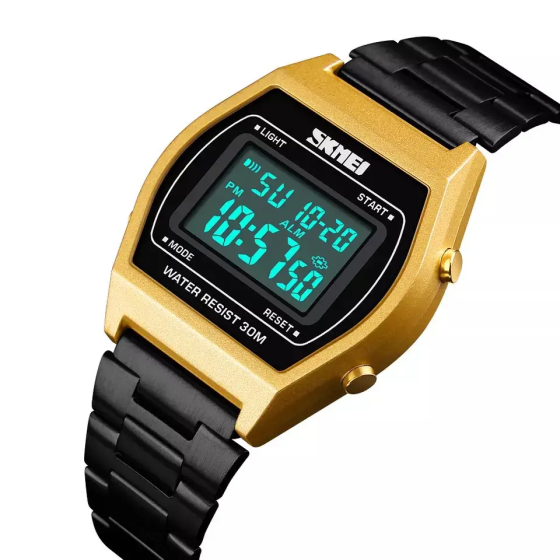 Наручные электронные ретро часы Skmei 1328 Золотистый Киев