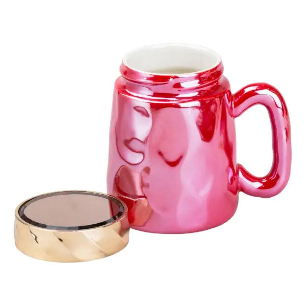 Малиновая фарфоровая чашка с крышкой 450 мл Киев - изображение 4