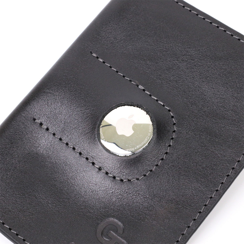 Сучасна шкіряна обкладинка на паспорт з утримувачем для Apple AirTag GRANDE PELLE 11622 Чорний Київ - фото 5