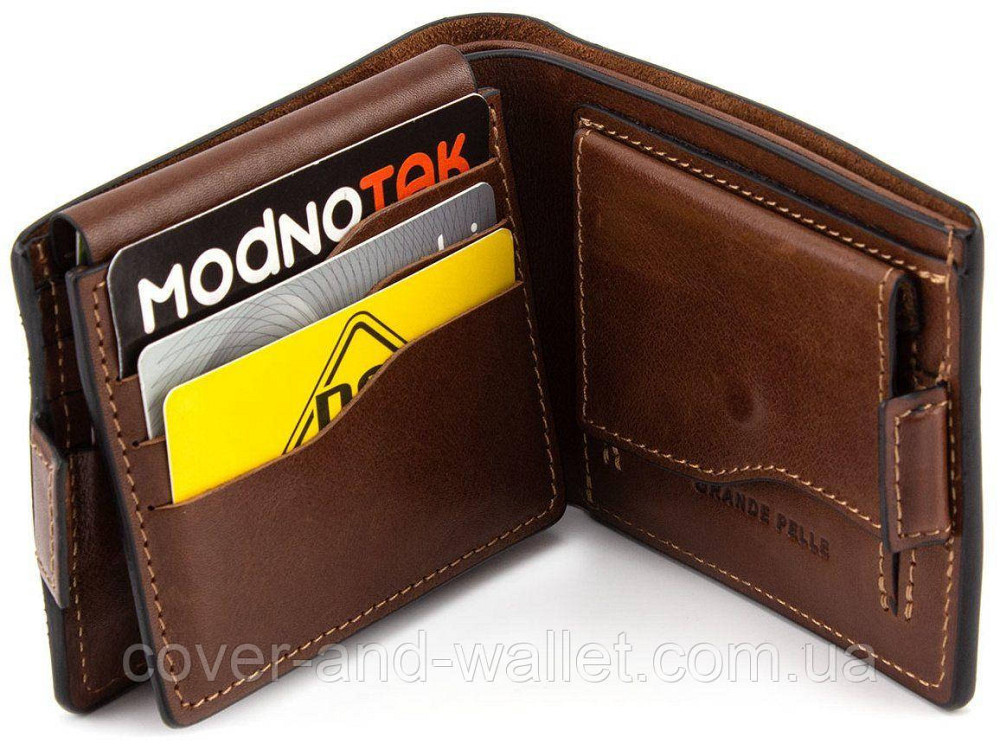 Солидный мужской кожаный кошелек на магнитах Grande Pelle Amico Киев - изображение 5
