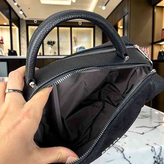 Жіноча замшева сумка стиль Прада, сумочка класична натуральна замша Prada чорна ( 186 ) Харьков