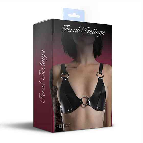 Ліф з натуральної шкіри Feral Feelings - Bikini Top Black Sex Aura Київ