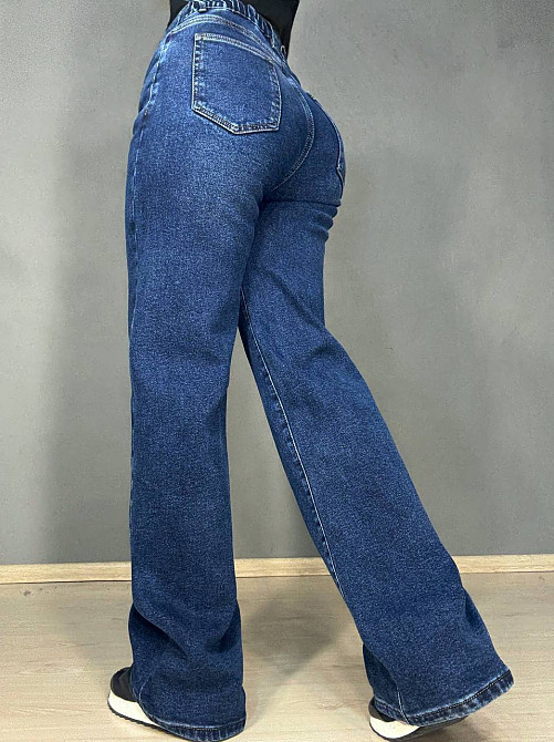 Джинси жіночі Vanver 8331 утеплені на флісі палаццо прямі з резинкою на талії сині, синій, 28, 28, 76 см, 100 см Київ - фото 6