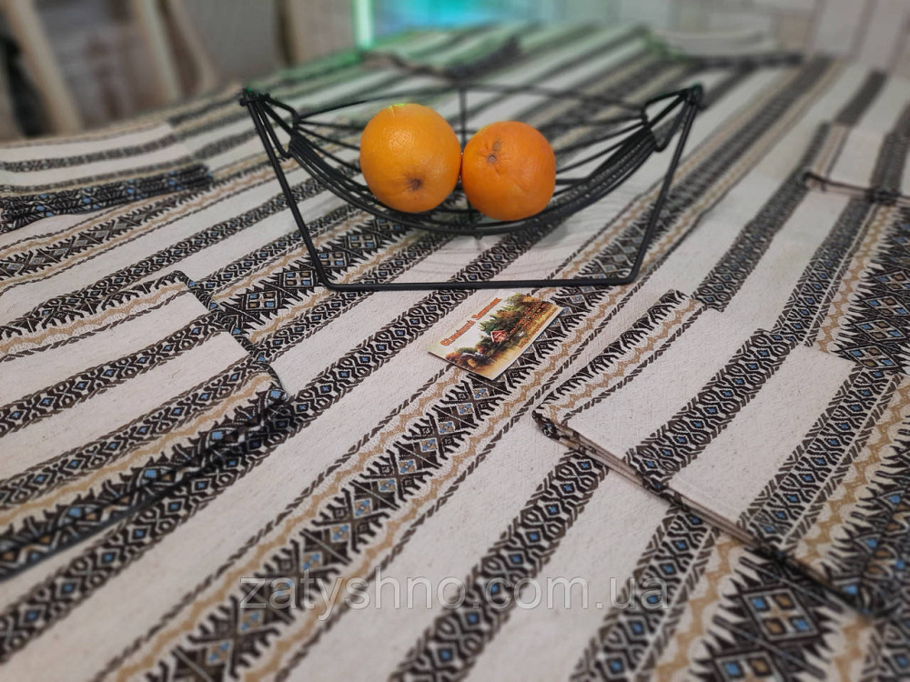 Скатерть с салфетками машинная вышивка кофейная Киев - изображение 5
