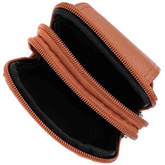 Мужская сумка на пояс на два отделения из натуральной кожи Рыжий (Vintage) Киев