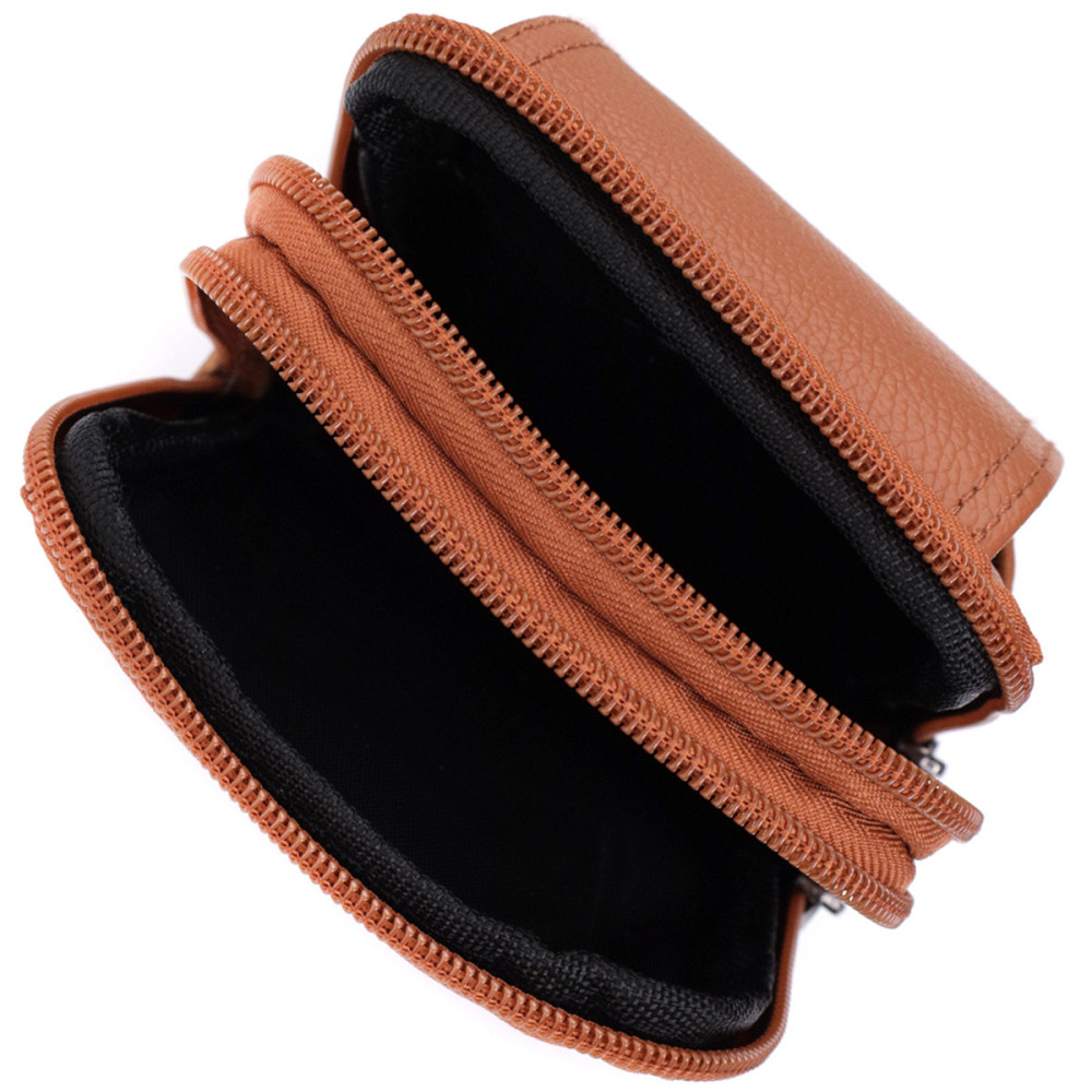 Мужская сумка на пояс на два отделения из натуральной кожи Рыжий (Vintage) Киев - изображение 2