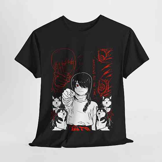 Футболка з аніме принтом Людина-бензопила оверсайз (S/M/L) Чорний AnimeJ0787 Дніпро