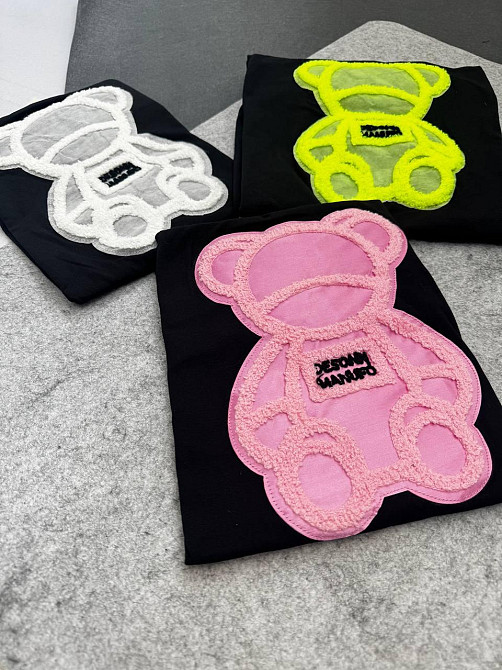 Женская удлиненная оверсайз футболка с мишкой кулир Одесса - изображение 5