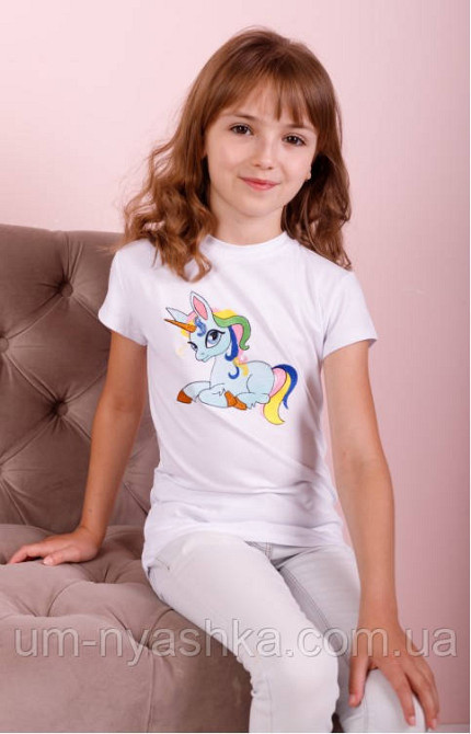 Дитяча біла футболка з єдинорогом вишивка Кривий Ріг - фото 4