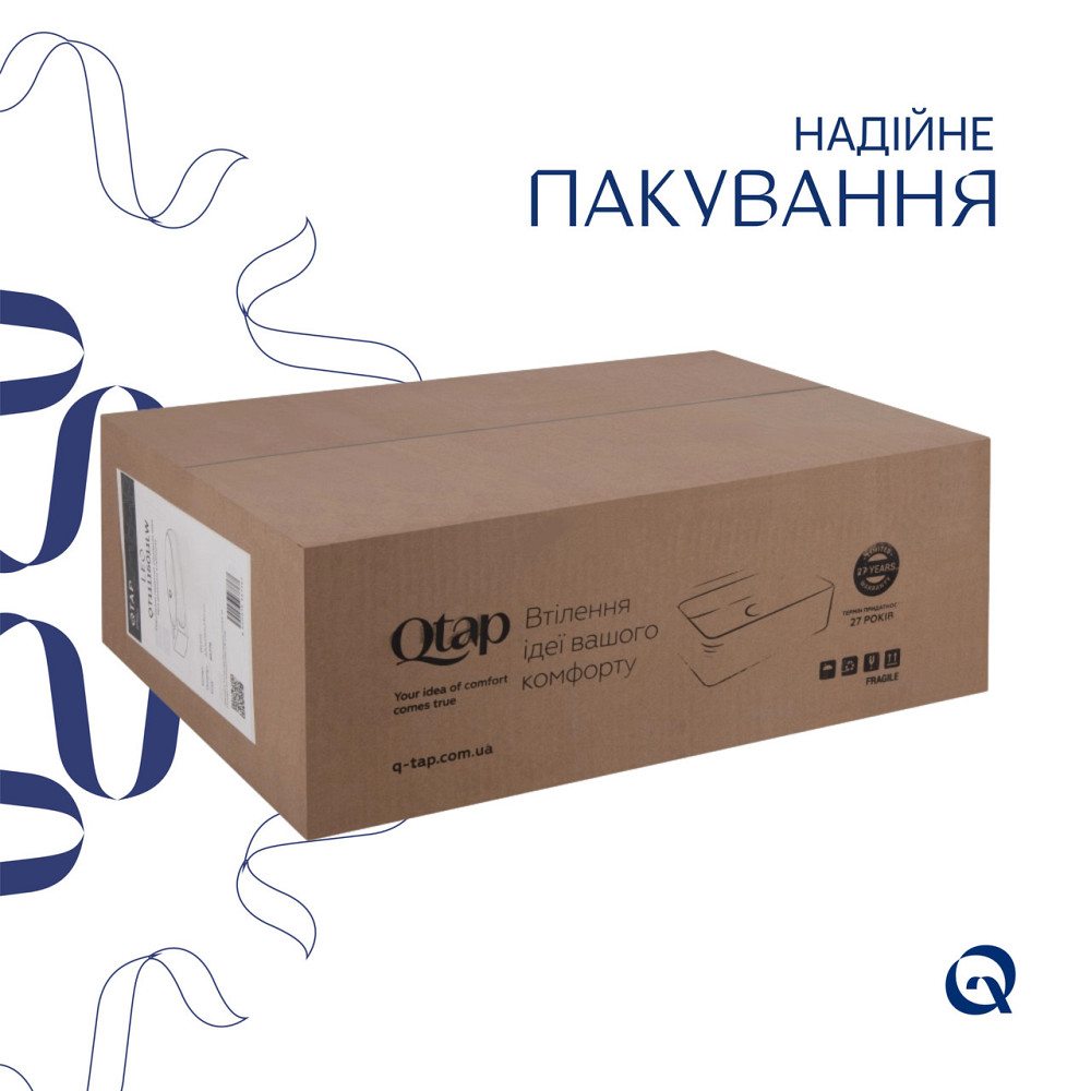 Комплект Qtap Leo: Раковина подвесная овальная левая 430x285x160 мм White + Донный клапан PU02O Киев - изображение 6