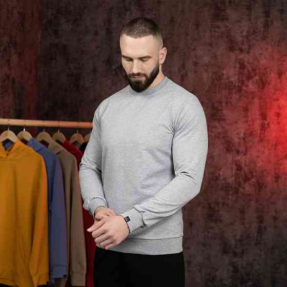 Світшот чоловічий однотонний сірий Pobedov 001 Київ