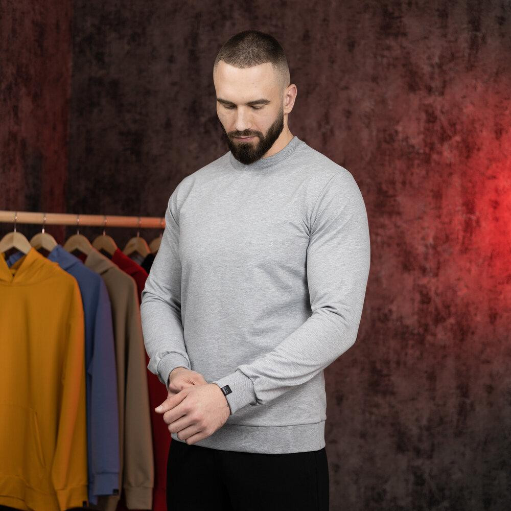 Світшот чоловічий однотонний сірий Pobedov 001 Київ - фото 3