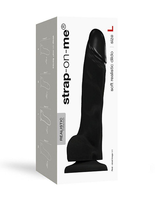 Реалистичный фаллоимитатор Strap-On-Me SOFT REALISTIC DILDO Black - Size L Sex Aura Киев - изображение 2
