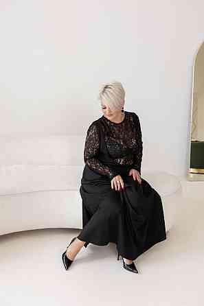 Жіночий стильний комплект: лонгслів і сукня батал трикотаж+гіпюр Одеса