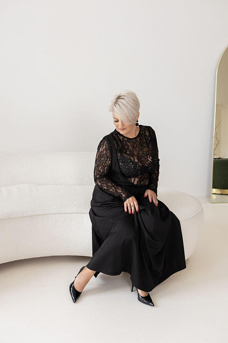 Жіночий стильний комплект: лонгслів і сукня батал трикотаж+гіпюр Одеса - фото 6