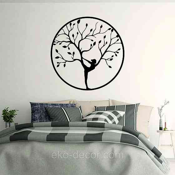 Декоративне настінне 3D Панно «ЙОГА» Декор на стіну з об'ємом 90*90 см, Чорний Київ