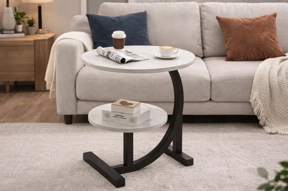 Двухъярусный мраморный кофейный столик DASH-64229 40х30х60 см Коломия - фото 1