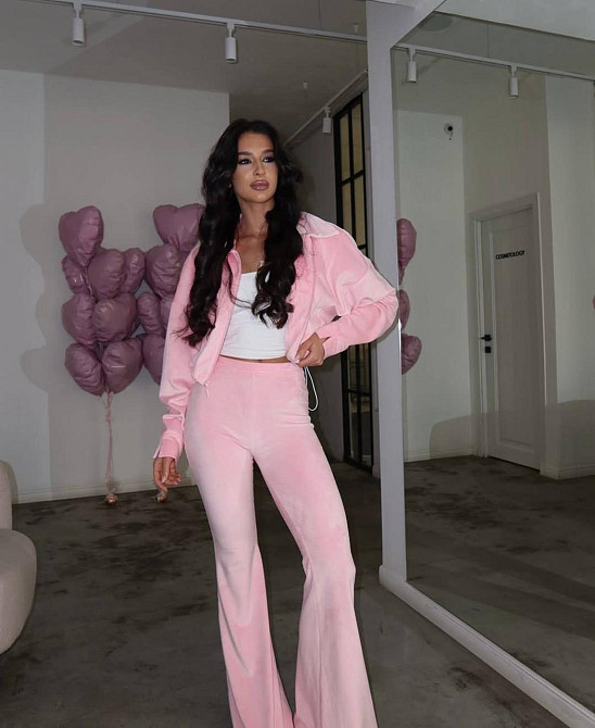 Женский стильный повседневный велюровый костюм Розовый, 46/48 Одесса - изображение 1