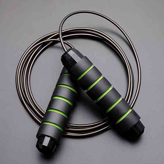 Скакалка,гимнастическая,скоростная для кроссфита с подшибниками,стальной трос длина 3 м, зелёная Каменец-Подольский