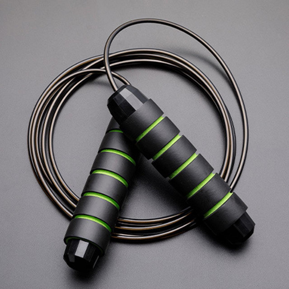 Скакалка, гімнастична, швидкісна для кросфіту з підшибниками, сталевий трос довжина 3 м, зелена Кам'янець-Подільський - фото 3