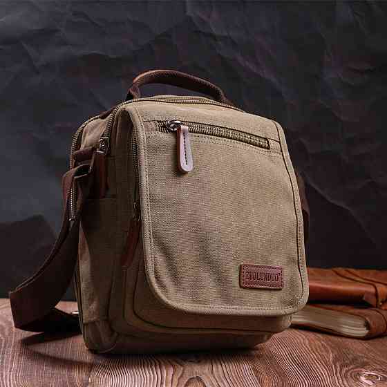 Сумка почтальонка на плечо из плотного текстиля Vintage 22228 Оливковый Киев