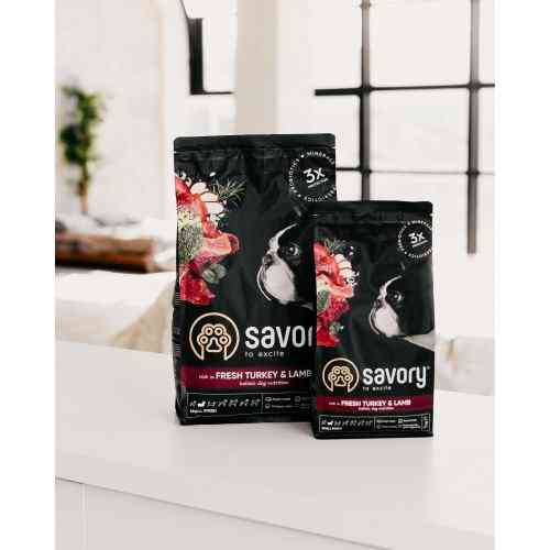 Корм сухой Savory Small Breed rich in Fresh Turkey and Lamb для взрослых собак малых пород со свежим ягненком и индейкой 1 кг Киев