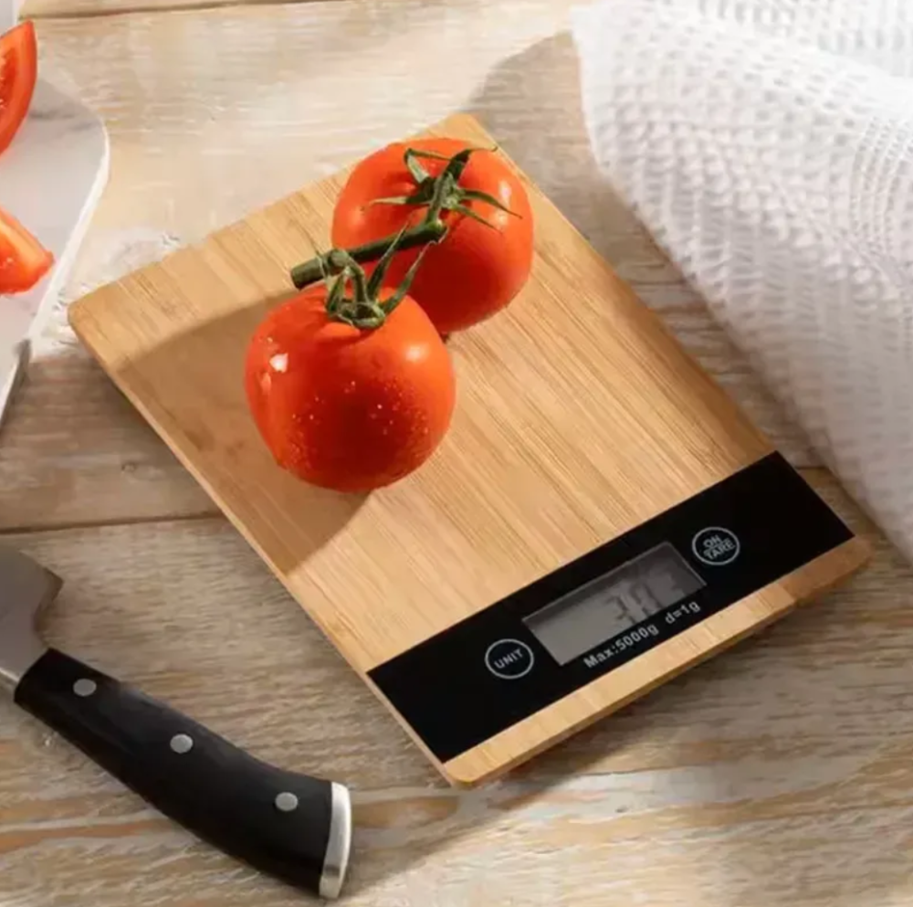 Цифрова кухонна вага Domotec MS-A Wood до 5 кг з дерев’яною платформою та сенсорною панеллю Одеса - фото 1