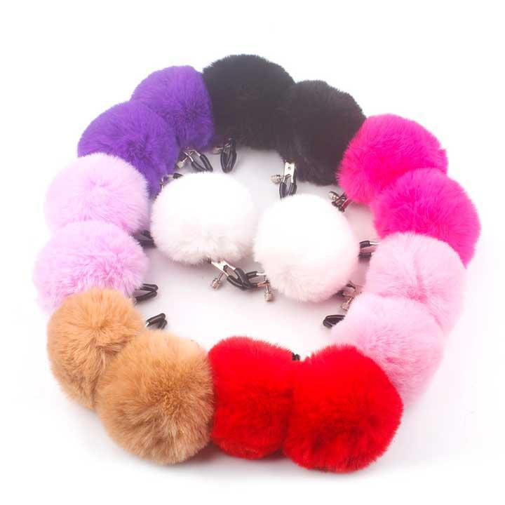 Затискачі для сосків із хутром "Pom Pom Nipple Clamps" - Білий - Садо-мазо Вінниця - фото 2