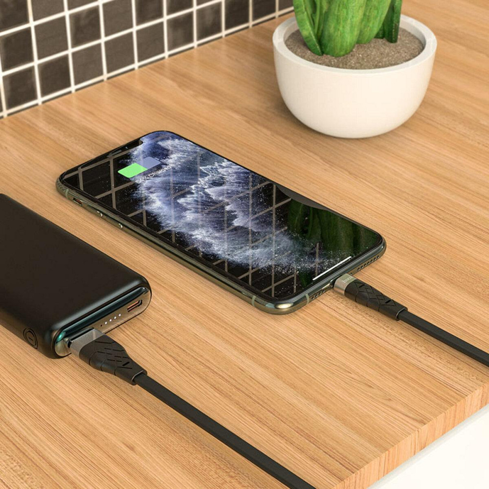 Кабель HOCO X53 USB - Lightning 2.4A, 1m, силіконовий, алюмінієві конектори, колір чорний 6931474738059 Одеса - фото 3