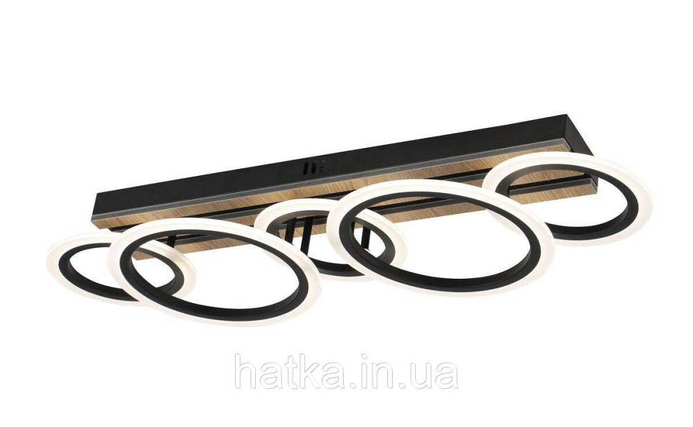 Люстра стельова світлодіодна VALESO 3300/3+2 чорний + дерево 86W трирежимна Київ - фото 1