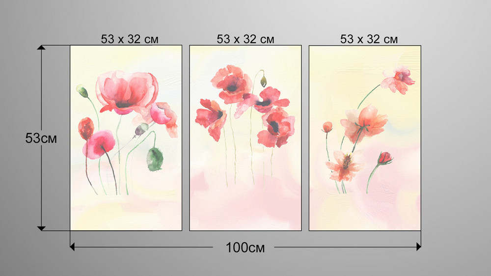 Модульна картина Абстракція Квіти Маки Аrt-227_3А Київ - фото 3