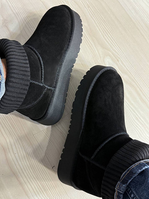 Угги женские Hengji 56-1 с манжетом носком на высокой подошве черные, 39, 25 см Киев - изображение 7