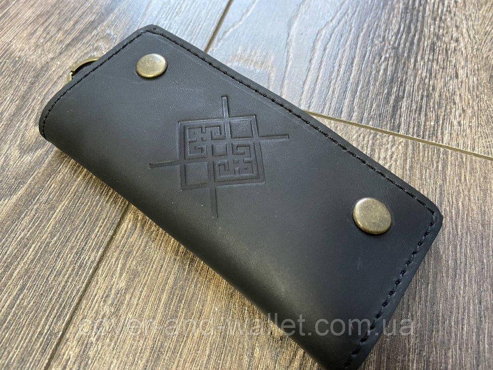 Удобная кожаная ключница из натуральной кожи на кнопках черного цвета PS Leather Киев - изображение 2