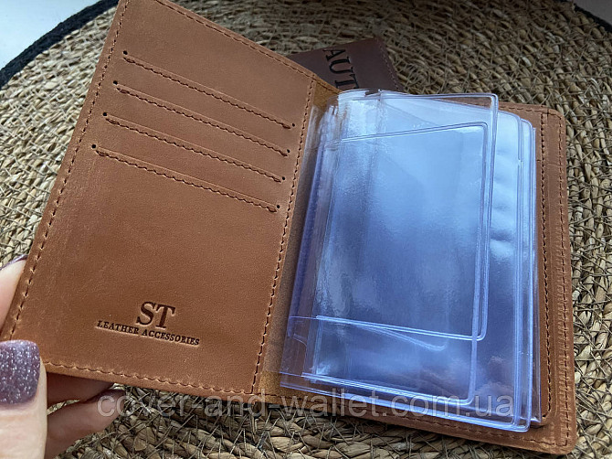 Универсальная кожаная обложка для водительский прав желтого цвета ST Leather Киев - изображение 3