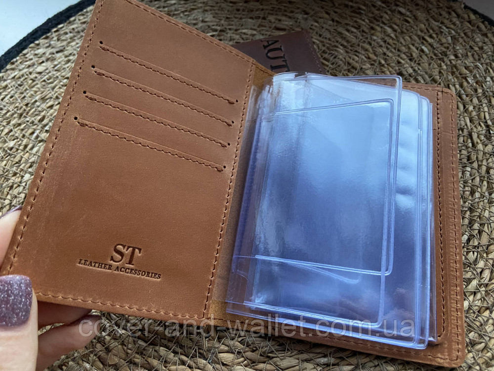 Універсальна шкіряна обкладинка для водійських прав жовтого кольору ST Leather Київ - фото 3