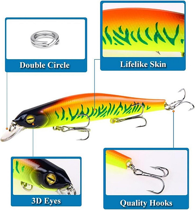 Набор цветных воблеров для ловли хищной рыбы 4шт Киев - изображение 10