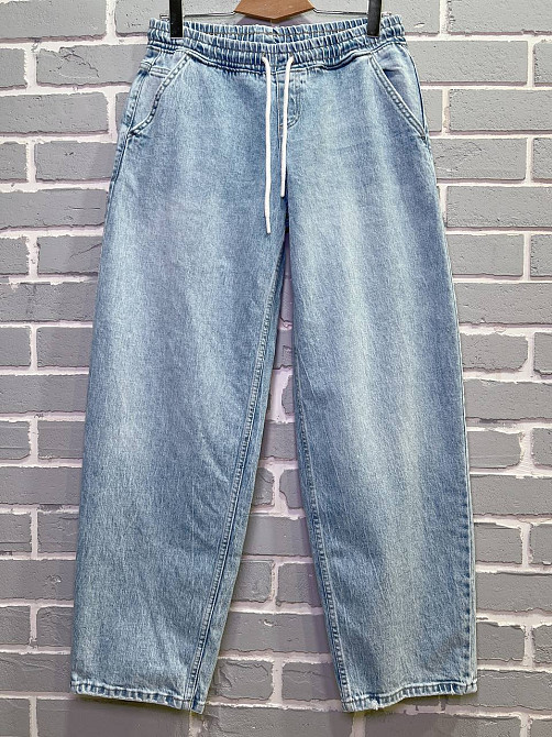 Джинсы женские I8 52422 Palazzo Jeans талия на резинке со шнурком широкий крой палаццо голубые, голу Одесса - изображение 10