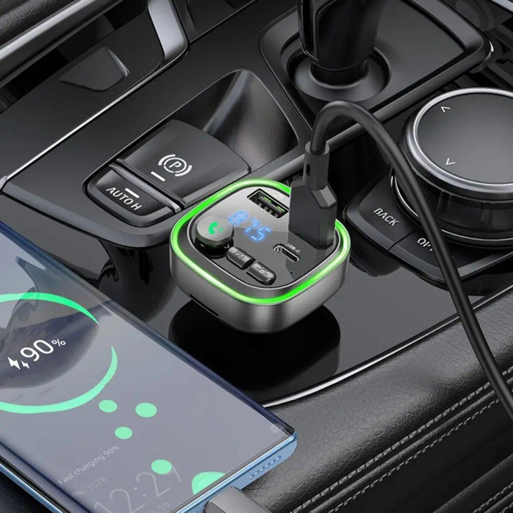 Автомобільний зарядний пристрій з FM-модулятором BOROFONE BC48 Broad QC3.0 car Bluetooth, FM transmitter, колір чорний BC48B Одеса - фото 8