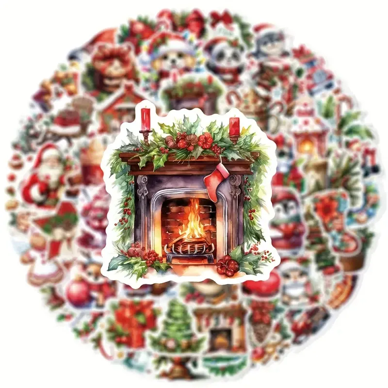 Набор рождественских наклеек 60 шт – праздничные наклейки с Сантой, животными и декором Киев - изображение 5
