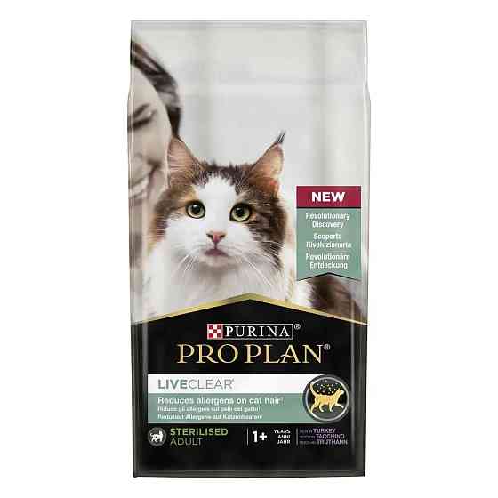 Сухой корм PRO PLAN LiveClear Sterilised Adult 1+ для взрослых кошек для уменьшения аллергенов на шерсти и после стерилизации, с индейкой, 1.4 кг Киев