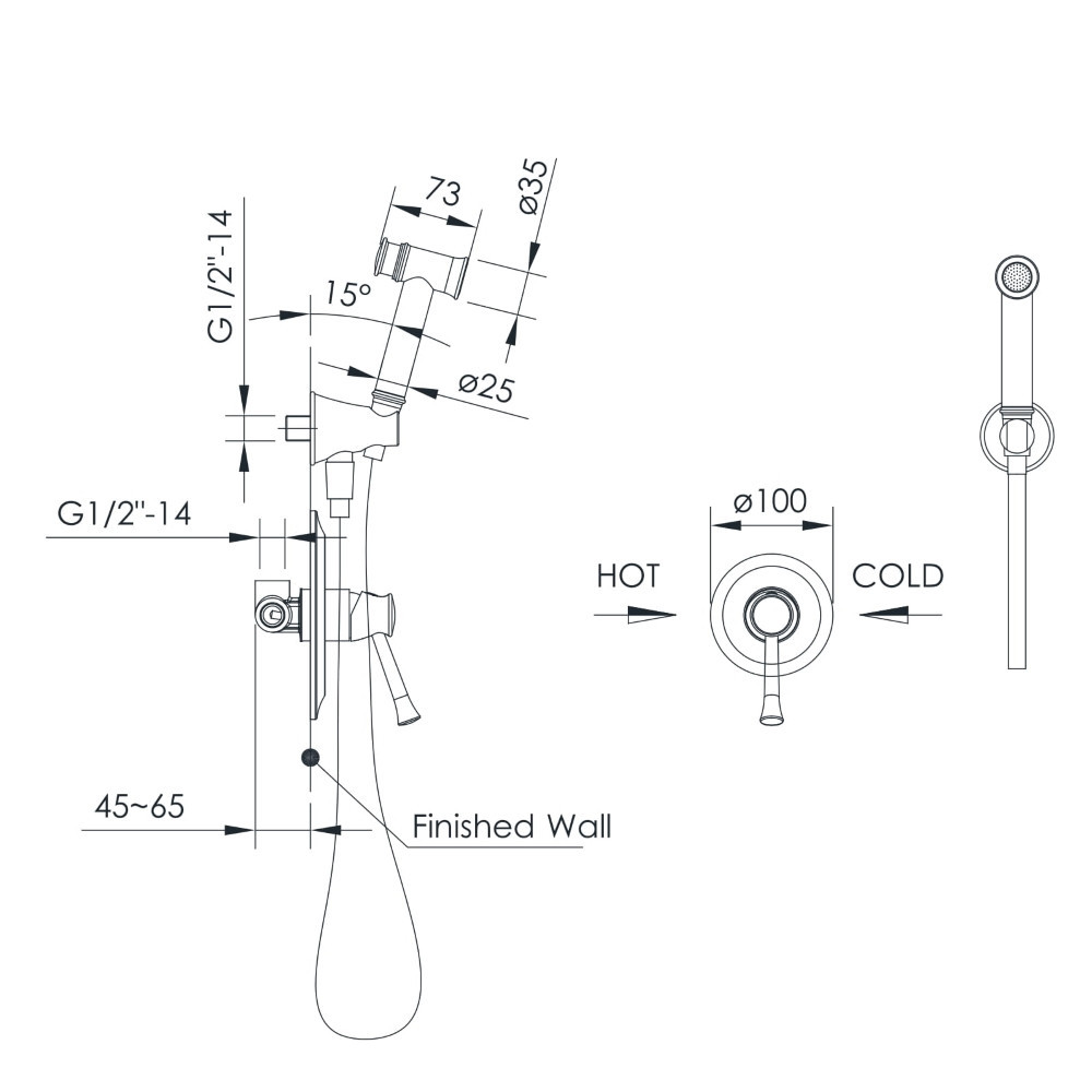 Гігієнічний набір прихованого монтажу Imprese PODZIMA ZRALA ZMK02170812 чорний Київ - фото 2