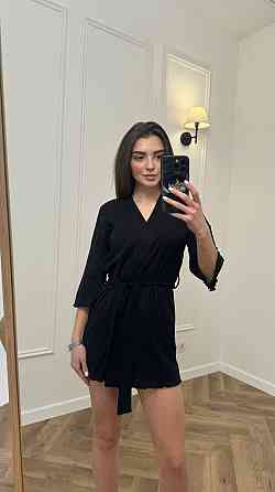 Домашний халат из трикотажа бамбук Черный XL/2XL Харьков