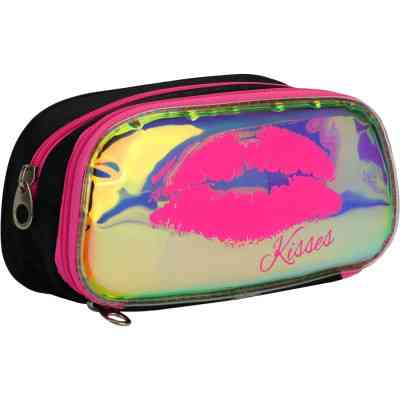 Пенал Cool For School 2 відділення неоновий з помпоном Рожевий (CF6618-pink) Вінниця