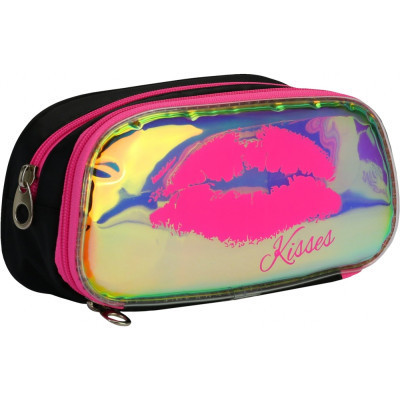 Пенал Cool For School 2 відділення неоновий з помпоном Рожевий (CF6618-pink) Вінниця - фото 1