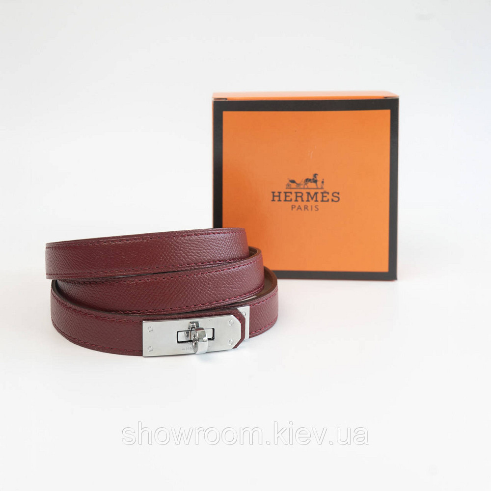 Жіночий ремінь шкіряний Hermes Гермес (280-2) бордовий Київ - фото 3