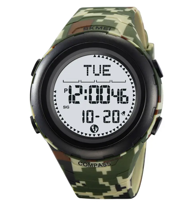 Часы мужские наручные спортивные Skmei 2166 Compass с компасом и шагомером (Камуфляж с белым) Винница - изображение 1