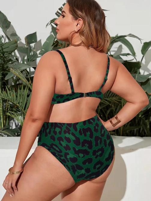 Раздельный купальник большого размера женский леопардовый зеленый Киев - изображение 3