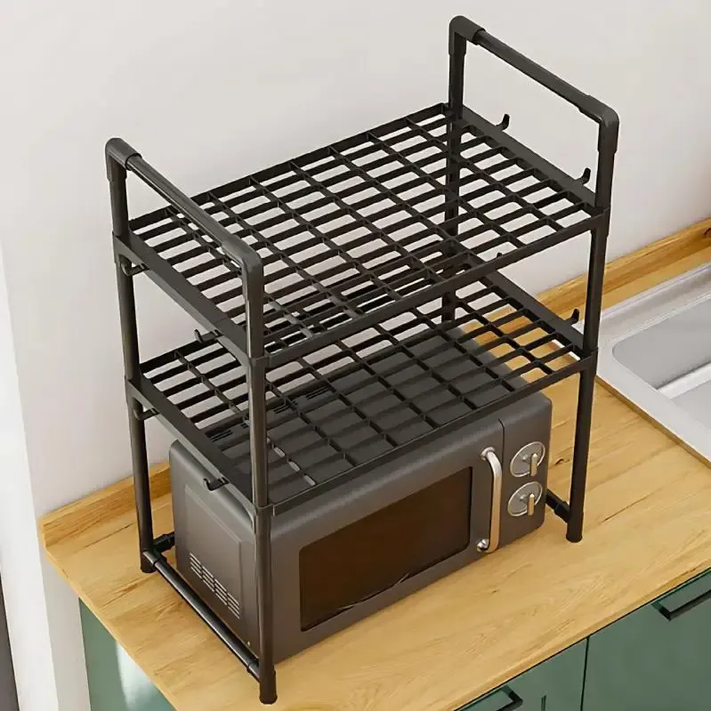 Fan&Fan Универсальная полка-стеллаж для микроволновки 2 уровня 48х26х71 см YH-6616-2 черная Киев - изображение 7